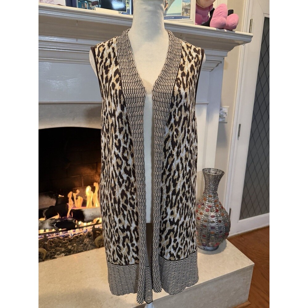 Chico’s Sleeveless Animal Print Vest Cardigan Size Medium